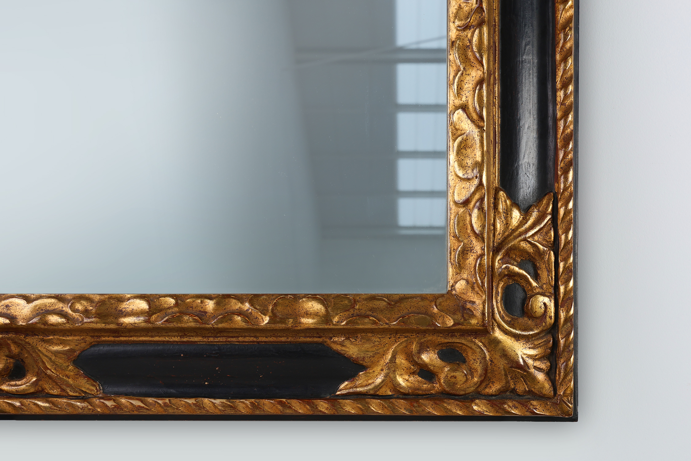 Carved Baroque Black and Giltwood Mirror, France 1850sthumbnail